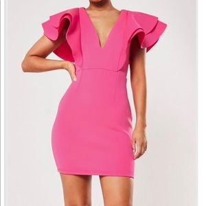 Pink Shoulder Ruffle Dress